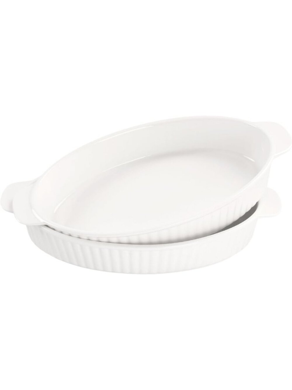 Set of 2 Oval Au Gratin Baking Dishes, 10x7 Inch Porcelain Oven Safe Casserole